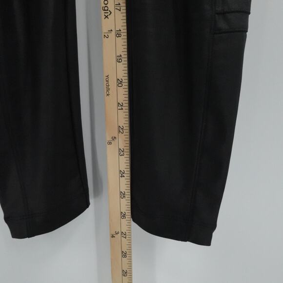 Athleta Pants Womens Medium Black Delancey Gleam Moto Tight Leggings Ankle Zip - Picture 6 of 12